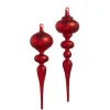 Raz Imports Raz 13" Large Matte Red Glass Finial Christmas Ornament Set of 2 4424681