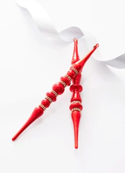 Raz Imports Raz 12" Large Red Jeweled Glass Finial Christmas Ornament 4324533