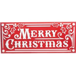 Raz Imports Raz 27.75" Large Red Merry Christmas Embossed Metal Christmas Sign 4359006 Hot