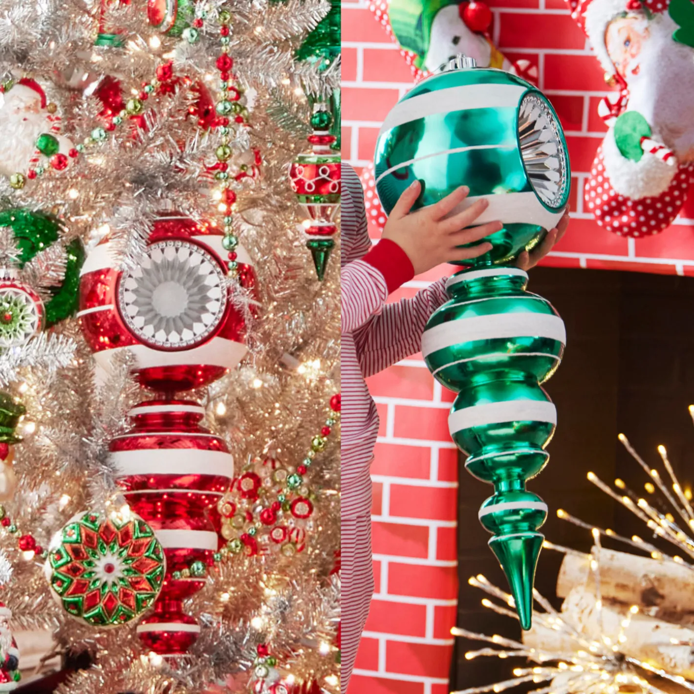 Raz Imports Raz 22" Large Red or Green Reflector Finial Christmas Ornament Best