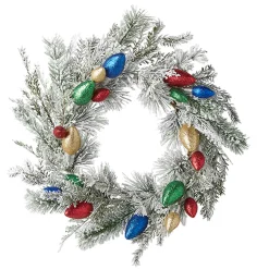Raz Imports Raz 22" Light Bulb and Snowy Pine Christmas Wreath W4206875 Outlet