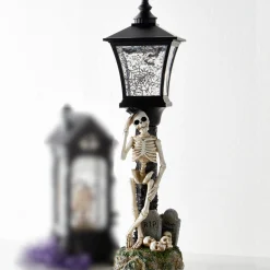Raz Imports Raz 19" Lighted Swirling Glitter and Bats Skeleton Water Globe Lamp Post Halloween Decoration 4519263 Hot