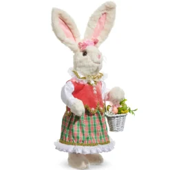 Raz Imports Raz 17" Mr. and Mrs. Plaid Bunny Figures Easter Decoration Set of 2 Clearance