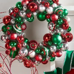 Raz Imports Raz 24" Multicolor Ornaments Tinsel Christmas Wreath W4402283 Best