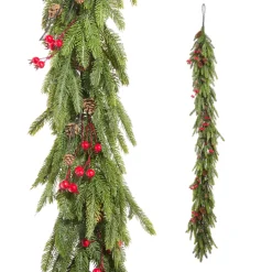 Raz Imports Raz 6' Norfolk Pine and Berry Christmas Garland G4542062 Clearance