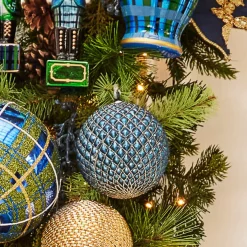 Raz Imports Raz 4" or 6" Cobalt Blue Quilted Ball Glass Christmas Ornament Outlet