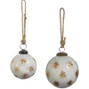 Raz Imports Raz 3" or 4" Ivory with Gold Star Etched Glass Ball Christmas Ornament Outlet