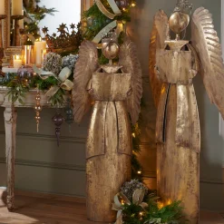 Raz Imports Raz 4' or 4.5' Large Antiqued Gold Metal Christmas Angel Standing Figure Sale