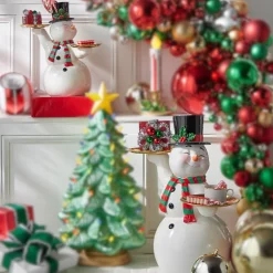 Raz Imports Raz 16" or 25" Large Retro Snowman Cake Plate Christmas Decoration New