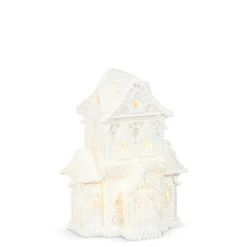 Raz Imports Raz 12" or 13.5" LED Lighted White House with Pearls Gingerbread Houses Best