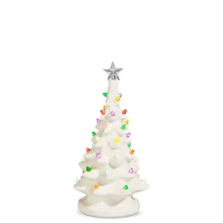 Raz Imports Raz 7.25" or 9.25" Lighted White Vintage Ceramic Christmas Tree with Color Lights Hot
