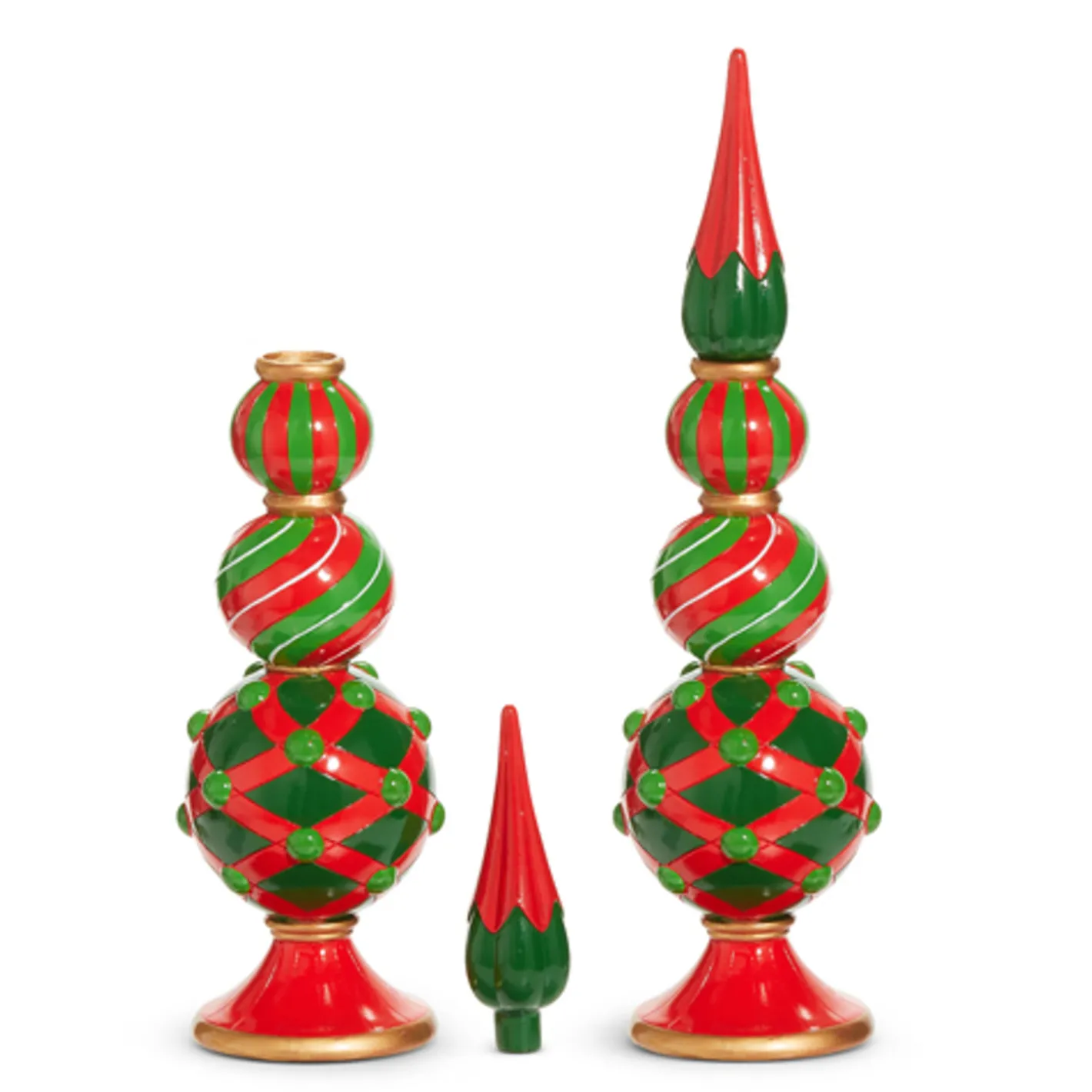 Raz Imports Raz 15" or 14.5" Red and Green Finial Candle Holder Christmas Decoration
