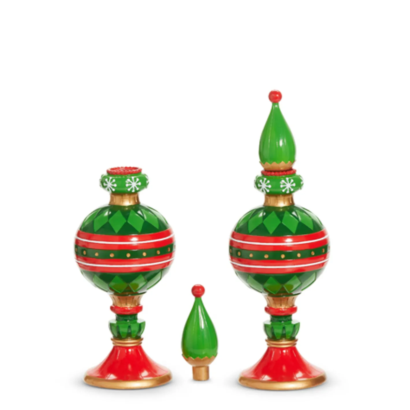 Raz Imports Raz 15" or 14.5" Red and Green Finial Candle Holder Christmas Decoration