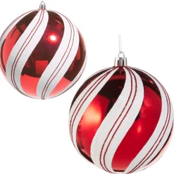 Raz Imports Raz 4" or 6" Red and White Candy Cane Stripe Ball Christmas Ornament Outlet