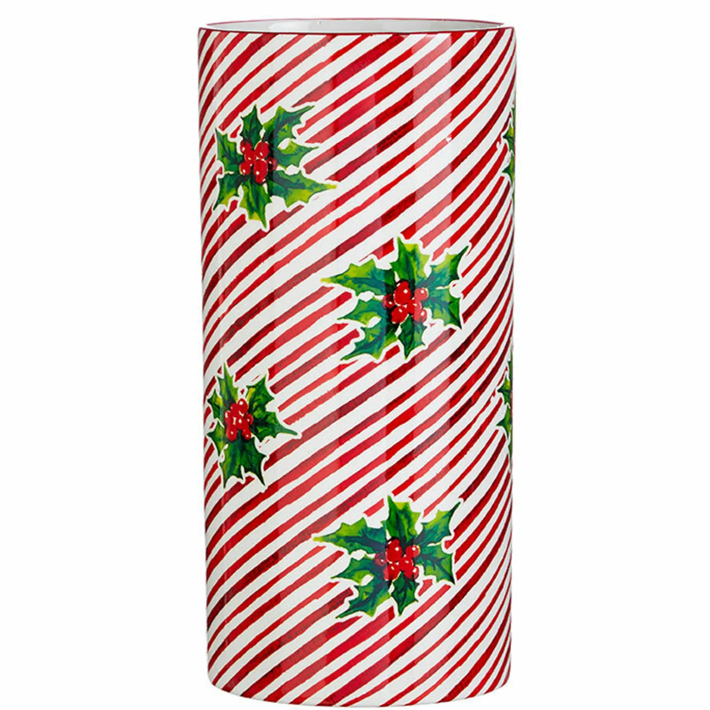 Raz Imports Raz 5.75" or 12" Red and White Striped Holly Berry Christmas Container Sale