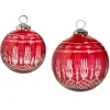Raz Imports Raz 4" or 5" Red Etched Glass Ball Christmas Ornament Best