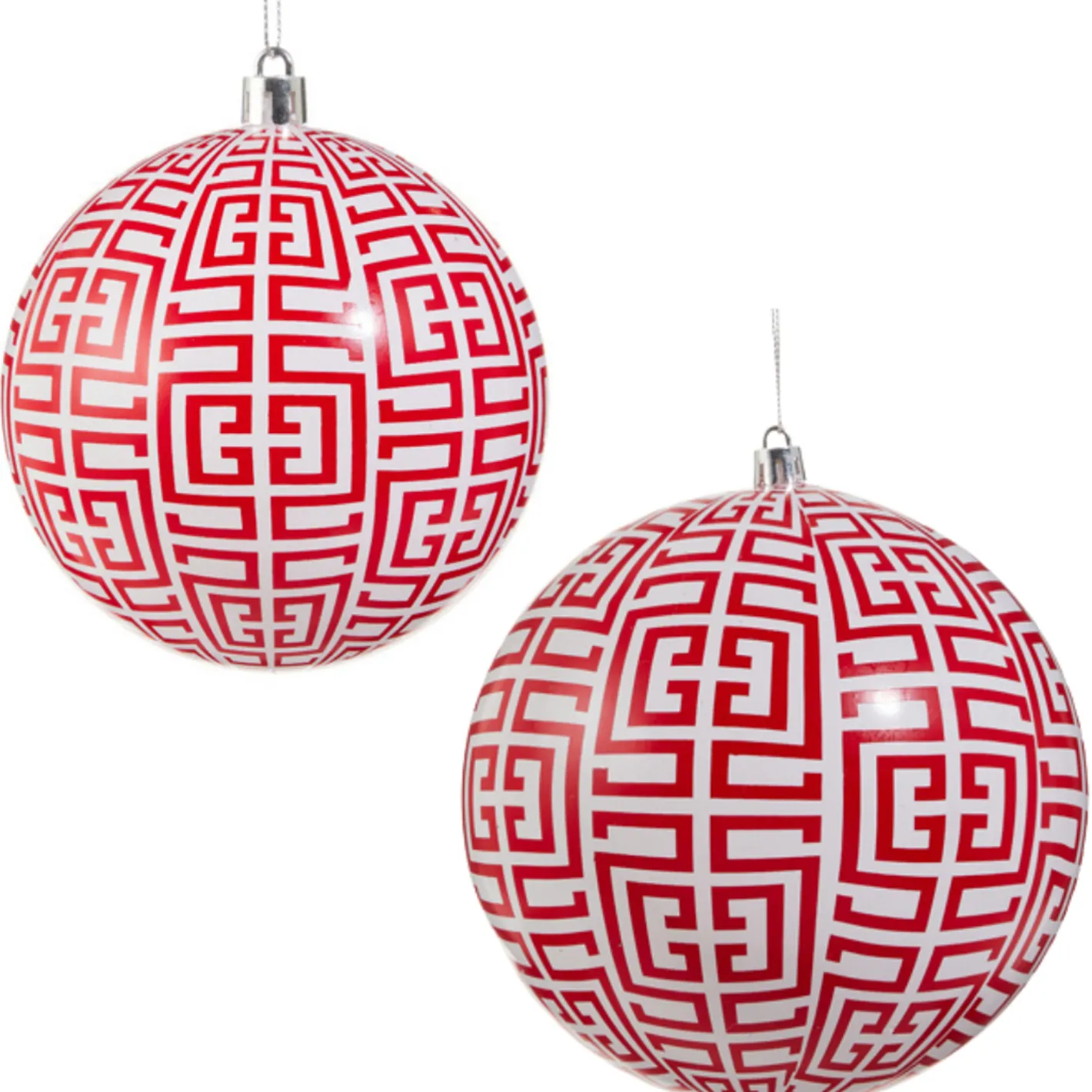 Raz Imports Raz 4" or 6" Red Greek Key Ball Christmas Ornament New