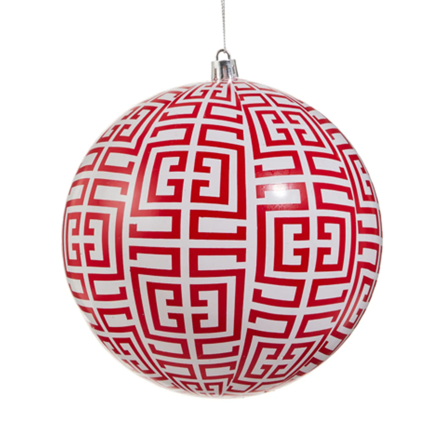 Raz Imports Raz 4" or 6" Red Greek Key Ball Christmas Ornament New