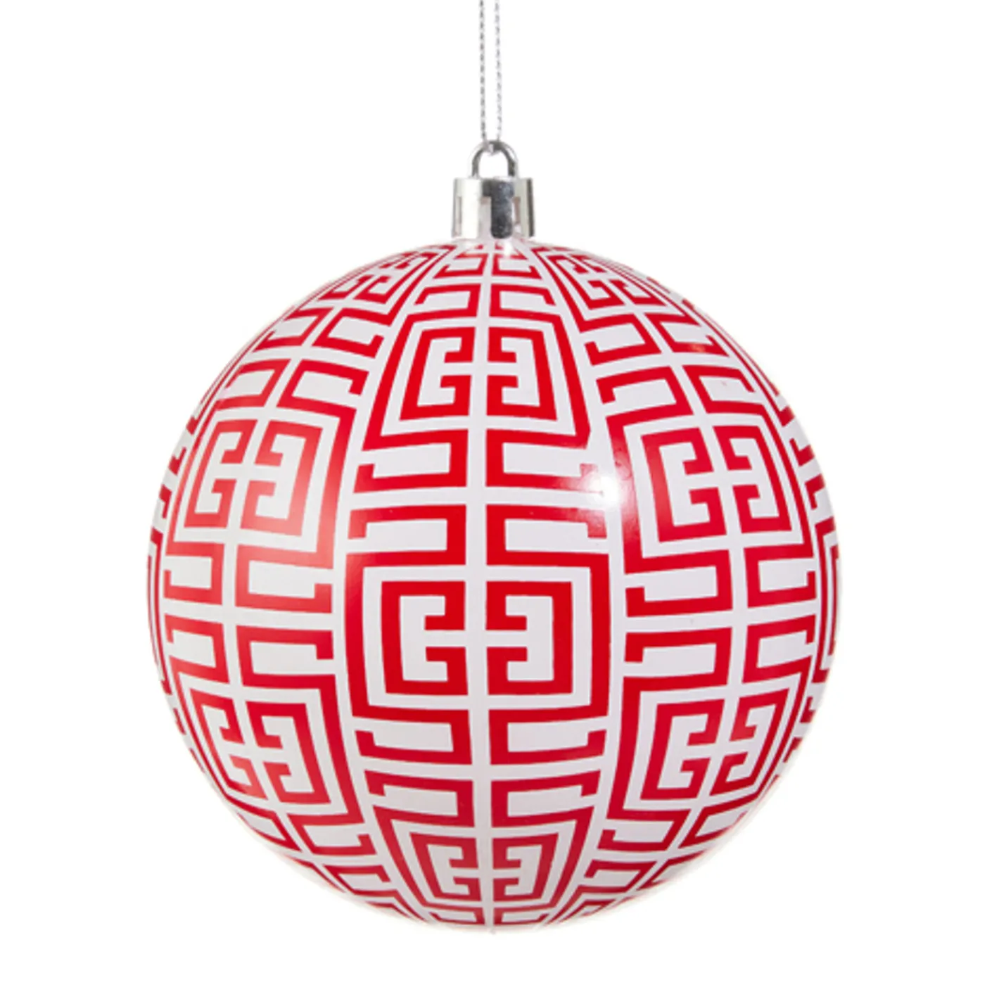 Raz Imports Raz 4" or 6" Red Greek Key Ball Christmas Ornament New