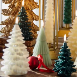 Raz Imports Raz 5.5" or 7" Uyuni Pine Green Tree Round Battery Operated Candle with Lighted Flickering Wick