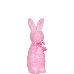 Raz Imports Raz 12" or 16" White or Pink Iridescent Flocked Easter Bunny Figures