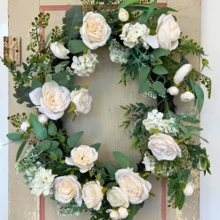 Raz Imports Raz 26" Oval White Rose and Hydrangea Spring Wreath W4202083