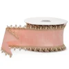 Raz Imports Raz 4" Pale Pink and Gold Jewel Edge Wired Christmas Ribbon R4571878 Clearance