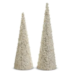 Raz Imports Raz 17" Pearl Cone Tree Christmas Decoration Set of 2 4406674 Discount