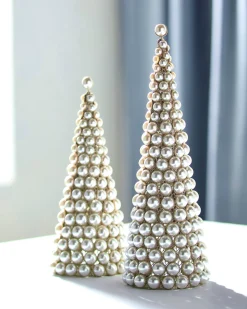 Raz Imports Raz 15.5" Pearl Cone Trees Christmas Decoration Set of 2 4316164 Discount