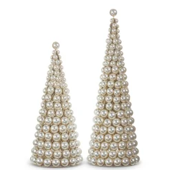 Raz Imports Raz 15.5" Pearl Cone Trees Christmas Decoration Set of 2 4316164 Discount