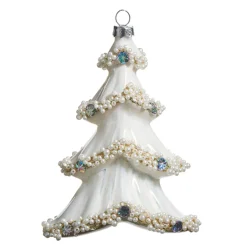 Raz Imports Raz 5" Pearl Trimmed Tree Glass Christmas Ornament 4522874 Clearance