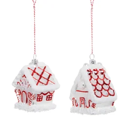 Raz Imports Raz 3.5" Peppermint Gingerbread House Glass Christmas Ornament 4324507 Clearance