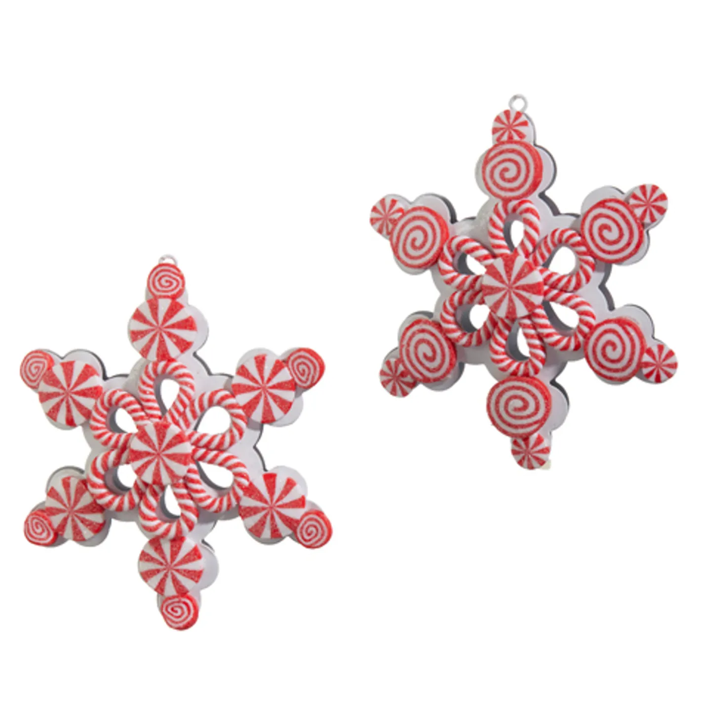 Raz Imports Raz 5" Peppermint Snowflake Christmas Ornament Set of 2 4415556 Discount