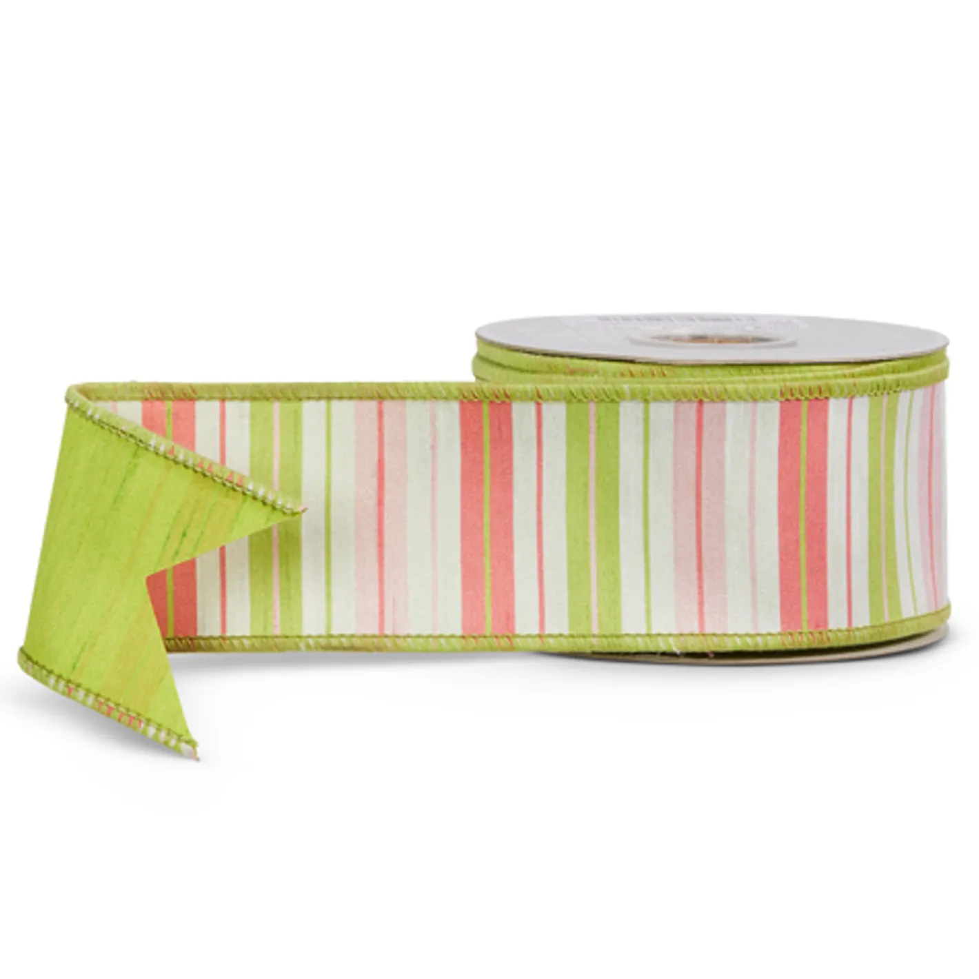Raz Imports Raz 2.5" Pink and Green Striped Wired Easter Ribbon R4527733