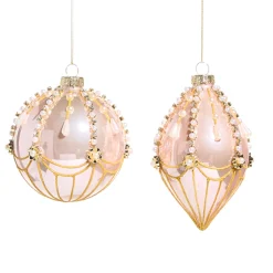 Raz Imports Raz 4.5" Pink and Pearl Fairground Glass Christmas Ornament 4524985