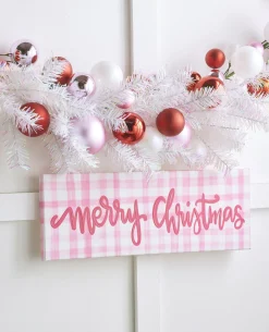 Raz Imports Raz 21.5" Pink Gingham Merry Christmas Christmas Sign 4457360