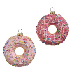 Raz Imports Raz 4" Pink Iced Donut Glass Christmas Ornament 4412514 Discount