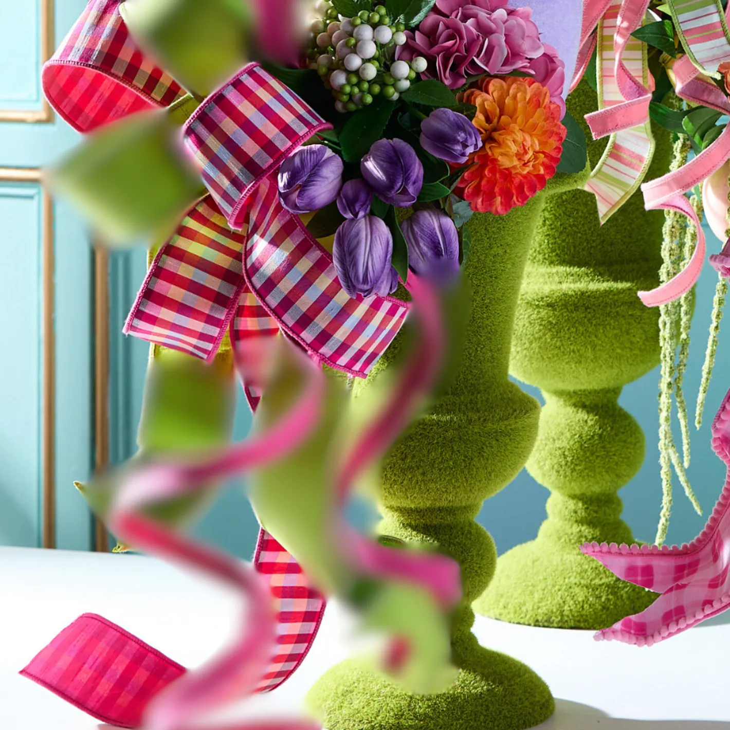 Raz Imports Raz 2.5" Pink Multicolor Gingham Wired Easter Ribbon R4527729