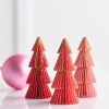 Raz Imports Raz 6" Pink Paper Christmas Tree Ornaments Set of 3 4416376 New