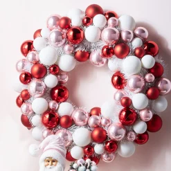 Raz Imports Raz 22" Pink, Red, and White Multicolor Ball Ornament Wreath W4302338 Clearance