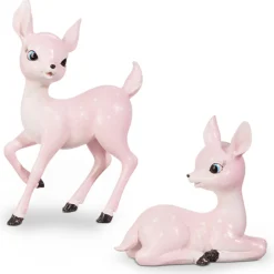 Raz Imports Raz 8.25" Pink Retro Christmas Deer Figure Set of 2 4412100 New