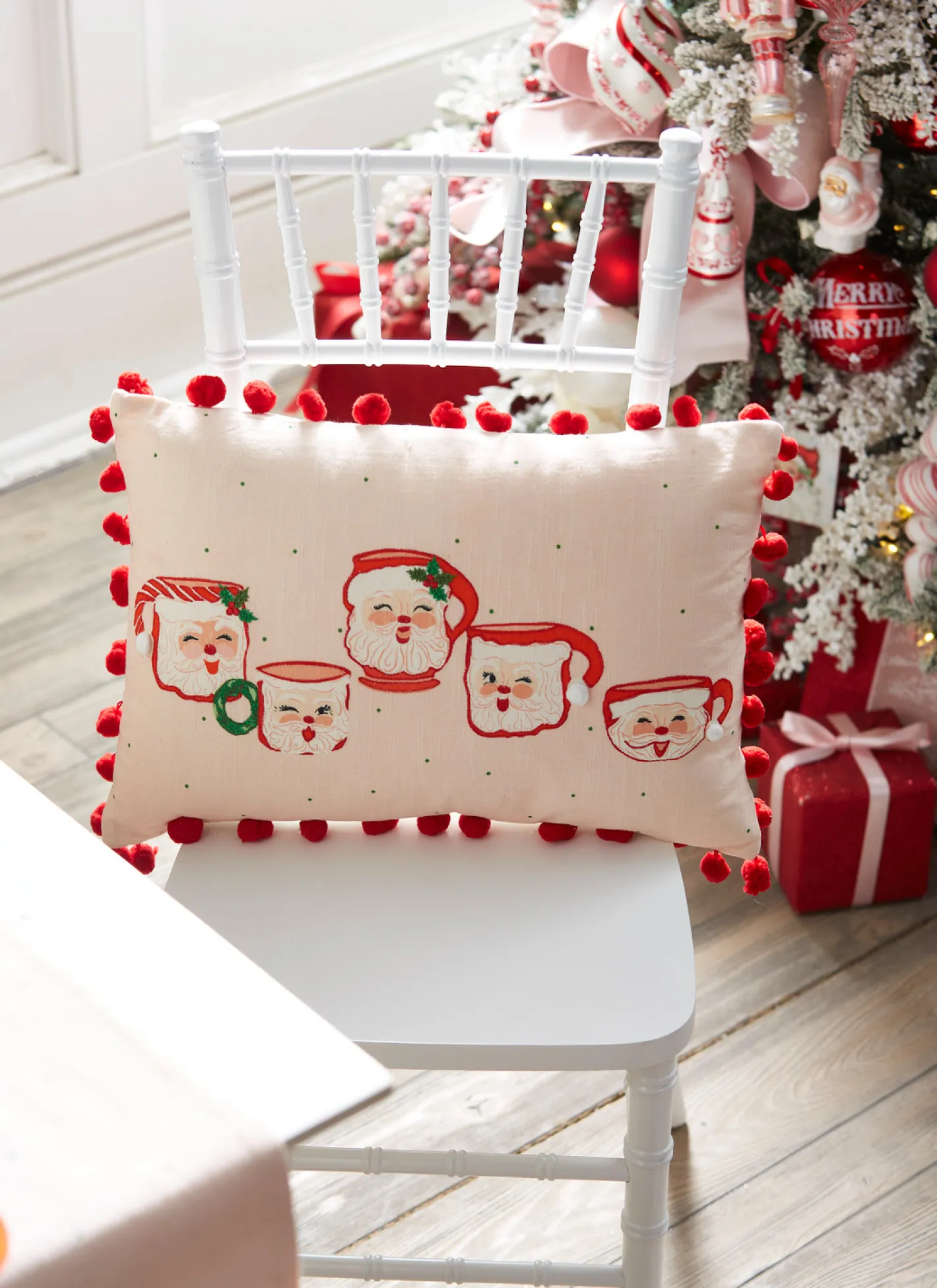 Raz Imports Raz 20" Pink Santa Mug Lumbar Christmas Pillow 4319326 Sale