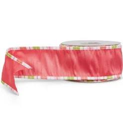 Raz Imports Raz 2.5" Pink with Striped Edge Wired Easter Ribbon R4527731 New