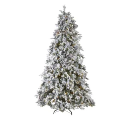 Raz Imports Raz 7.5' Pre-Lit Flocked Spruce Christmas Tree w/ Clear Lights T4052012 Sale