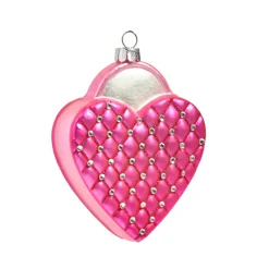 Raz Imports Raz 4" Quilted Pink Heart Shaped Purse Glass Christmas Ornament 4452885 Clearance