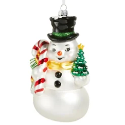 Raz Imports Raz 6" Quintessential Snowman Glass Christmas Ornament 4552863 Clearance