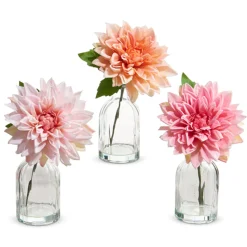 Raz Imports Raz 10" Real Touch Dahlia Stem in Glass Vase Set of 3 4441825 Online
