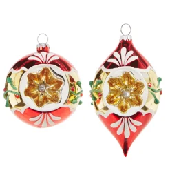 Raz Imports Raz 3" Red and Gold Vintage Glass Christmas Ornament 4320019 Clearance