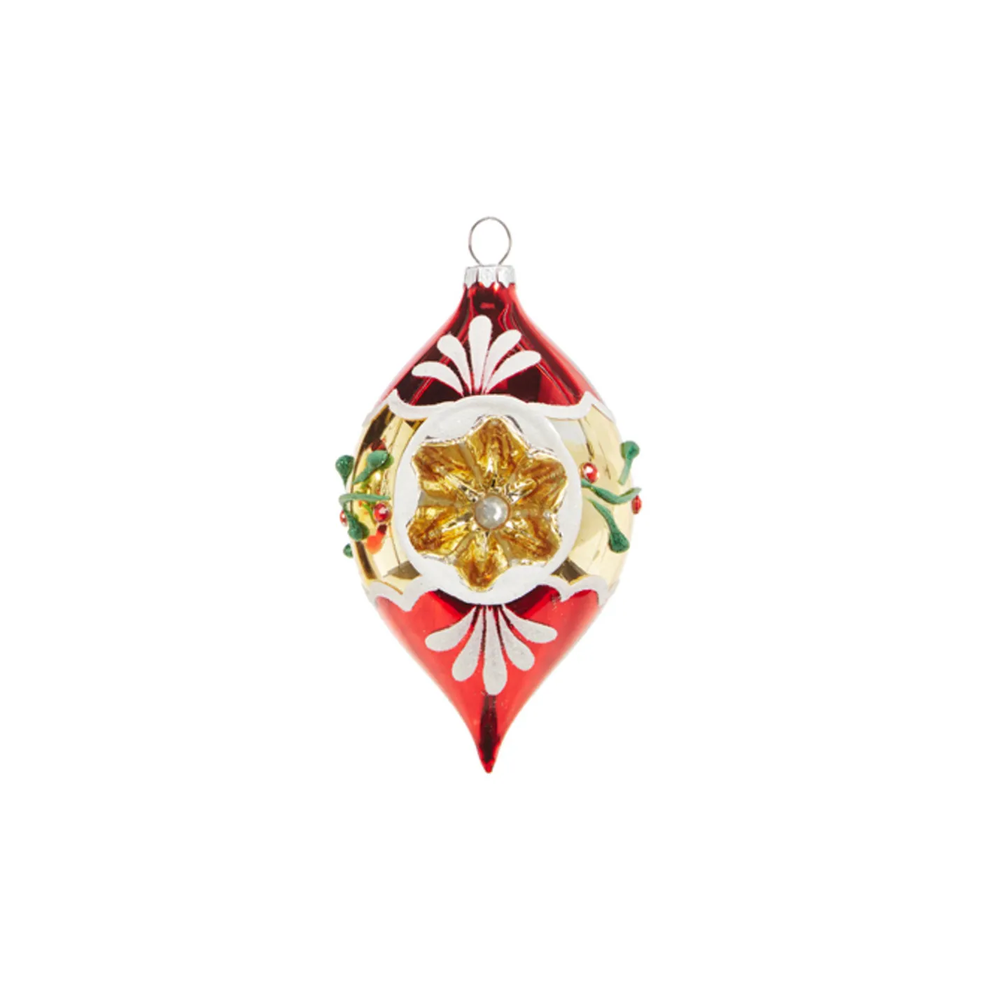Raz Imports Raz 3" Red and Gold Vintage Glass Christmas Ornament 4320019 Clearance