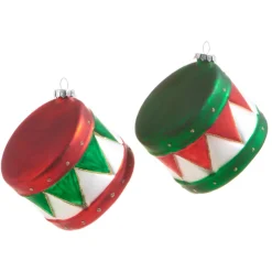 Raz Imports Raz 3.5" Red and Green Drum Glass Christmas Ornament 4322900 New